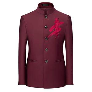 The Dynasty Mandarin Collar Jacket - Multiple Colors WD Styles Burgundy XS 