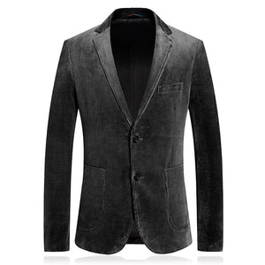 The Dax Corduroy Slim Fit Blazer Jacket - Multiple Colors WD Styles Black Gray Asian Size M 