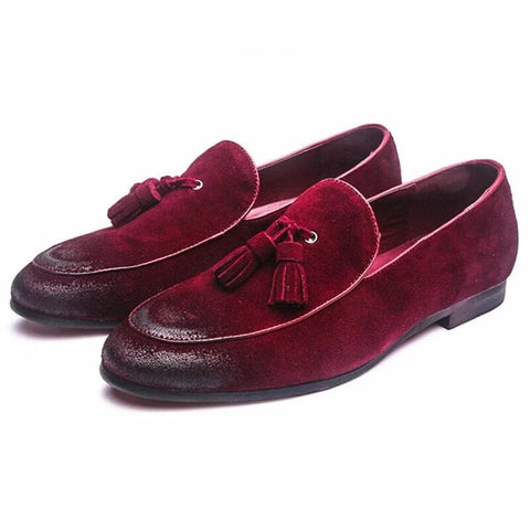 The Torino Suede Tassel Penny Loafers - Multiple Colors WD Styles Wine Red US 6 / EU 39 