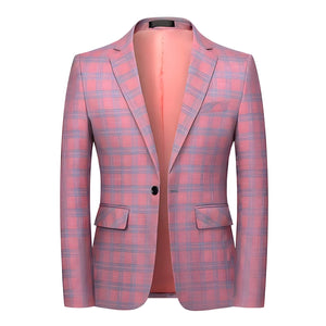 The Alain Plaid Slim Fit Blazer Suit Jacket - Salmon WD Styles XXS 