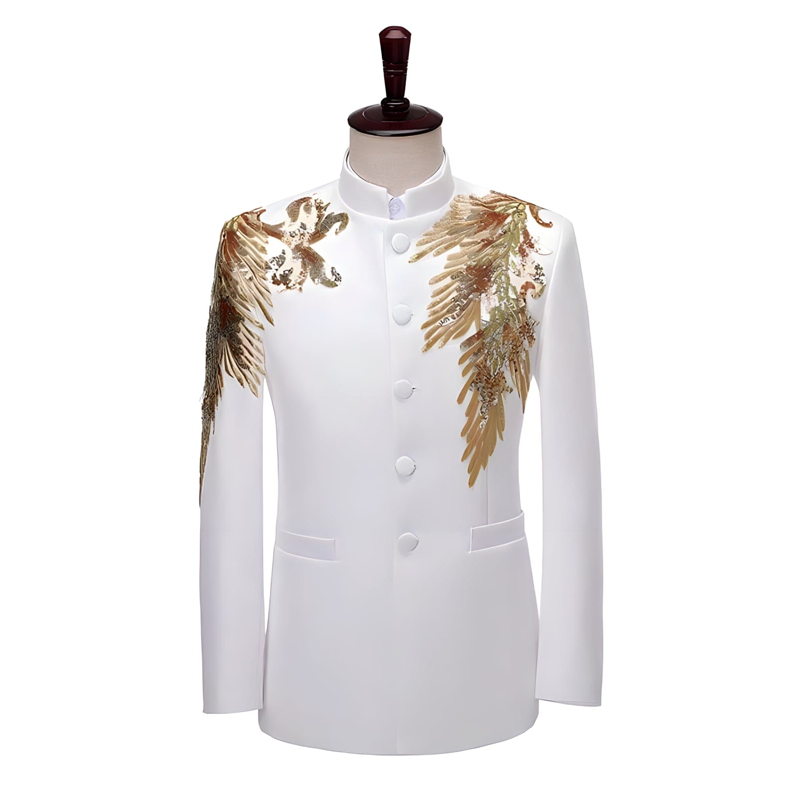 The Palms Embroidered Mandarin Collar Jacket - Multiple Colors WD Styles Gold XXS 