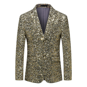 The Avalon Slim Fit Sequin Blazer Suit Jacket - Gold WD Styles XS 