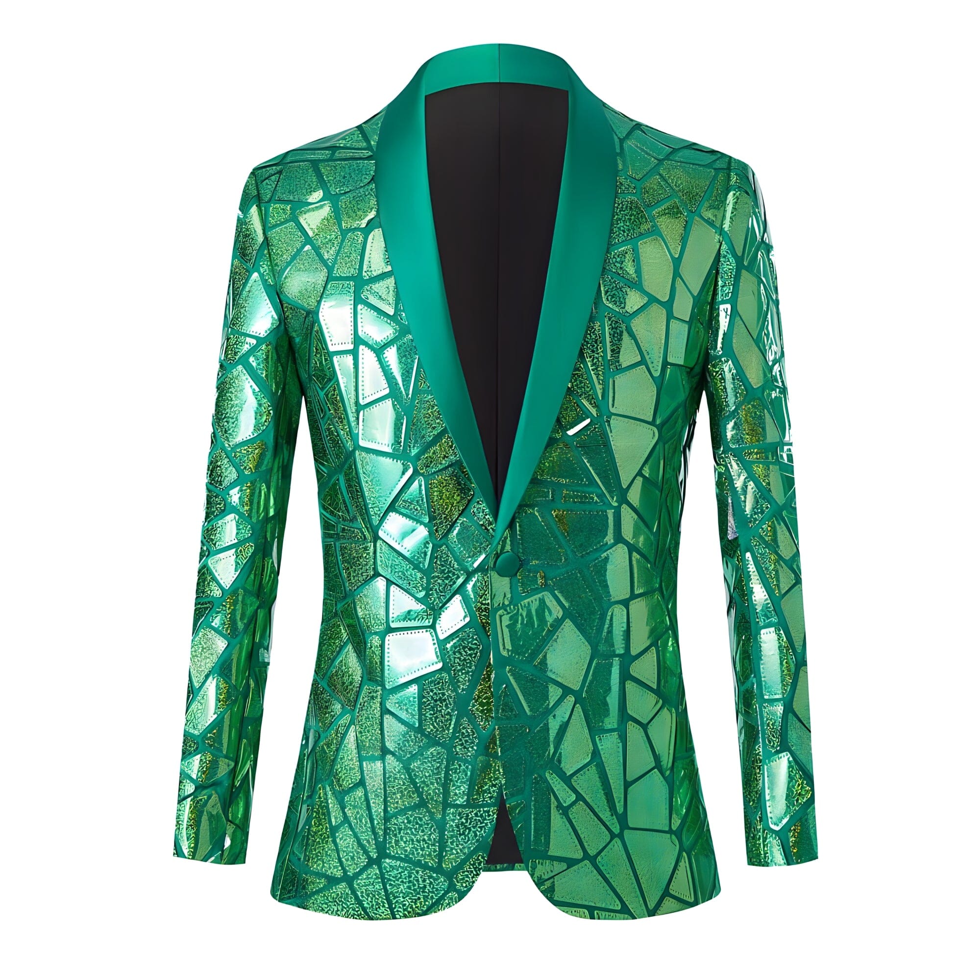 The Geo Sequin Slim Fit Blazer Suit Jacket - Emerald WD Styles XS 