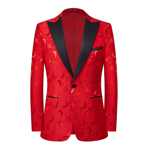 The Vance Jacquard Slim Fit Blazer Suit Jacket - Multiple Colors WD Styles Red XS 