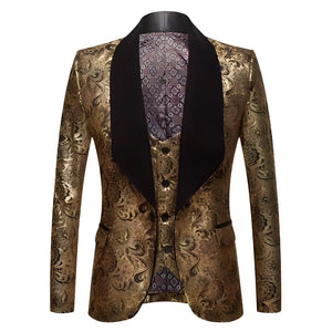 The Stephan Two Piece Slim Fit Blazer Suit Jacket - Gold Shop5798684 Store L / 42 