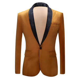 The Xavier Velvet Slim Fit Blazer Suit Jacket - Amber Shop5798684 Store M 