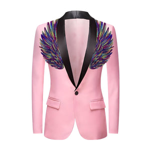 The Cherub Slim Fit Blazer Suit Jacket - Pink Shop5798684 Store Purple / Black Lapel XXS 34R 