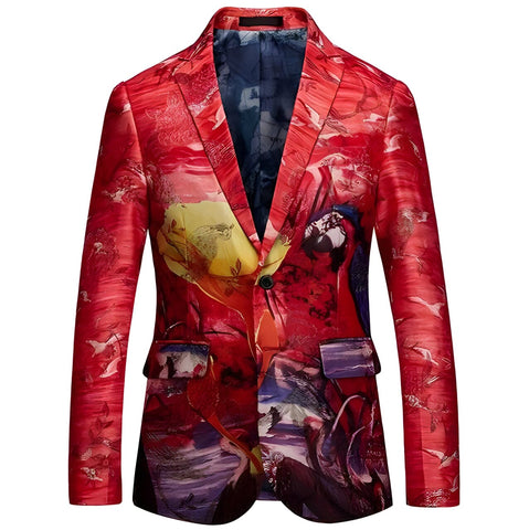 The Tropicana Slim Fit Blazer Suit Jacket - Cherry Red Shop5798684 Store L 
