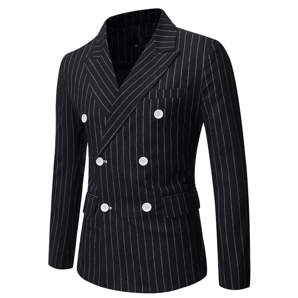 The "Hamilton" Pinstripe Slim Fit Blazer Suit Jacket - Black WD Styles 