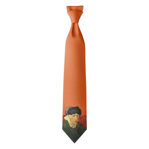 The Van Gogh Portrait Neck Tie - Orange WD Styles 