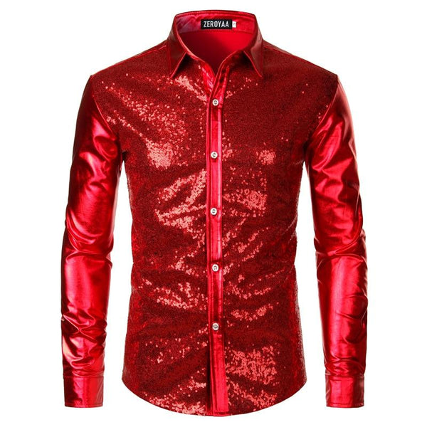 The "Ludwig" Sequin Slim Fit Shirt - Multiple Colors William // David Red M 
