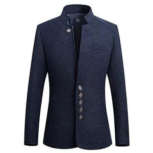 The Ontario Slim Fit Mandarin Collar Jacket - Navy Shop5798684 Store 2XL 