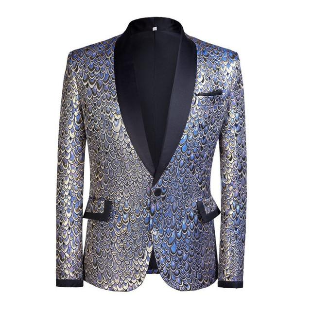 The "Riccardo" Slim Fit Blazer Suit Jacket - Metallic Blue William // David XS 