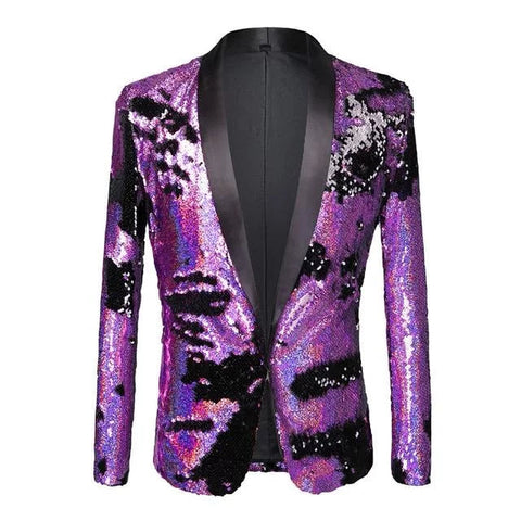The Tristan Sequin Slim Fit Blazer Suit Jacket - Plum Shop5798684 Store XS 
